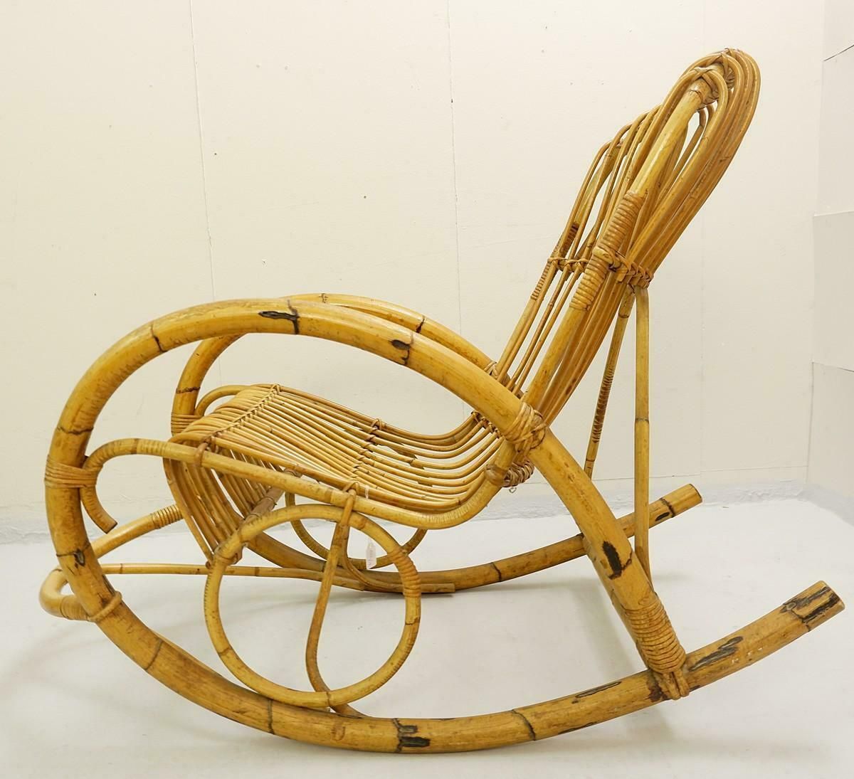 Rattan Rocking Chair By Rohe Noordwolde, A Pair Available photo Furniture