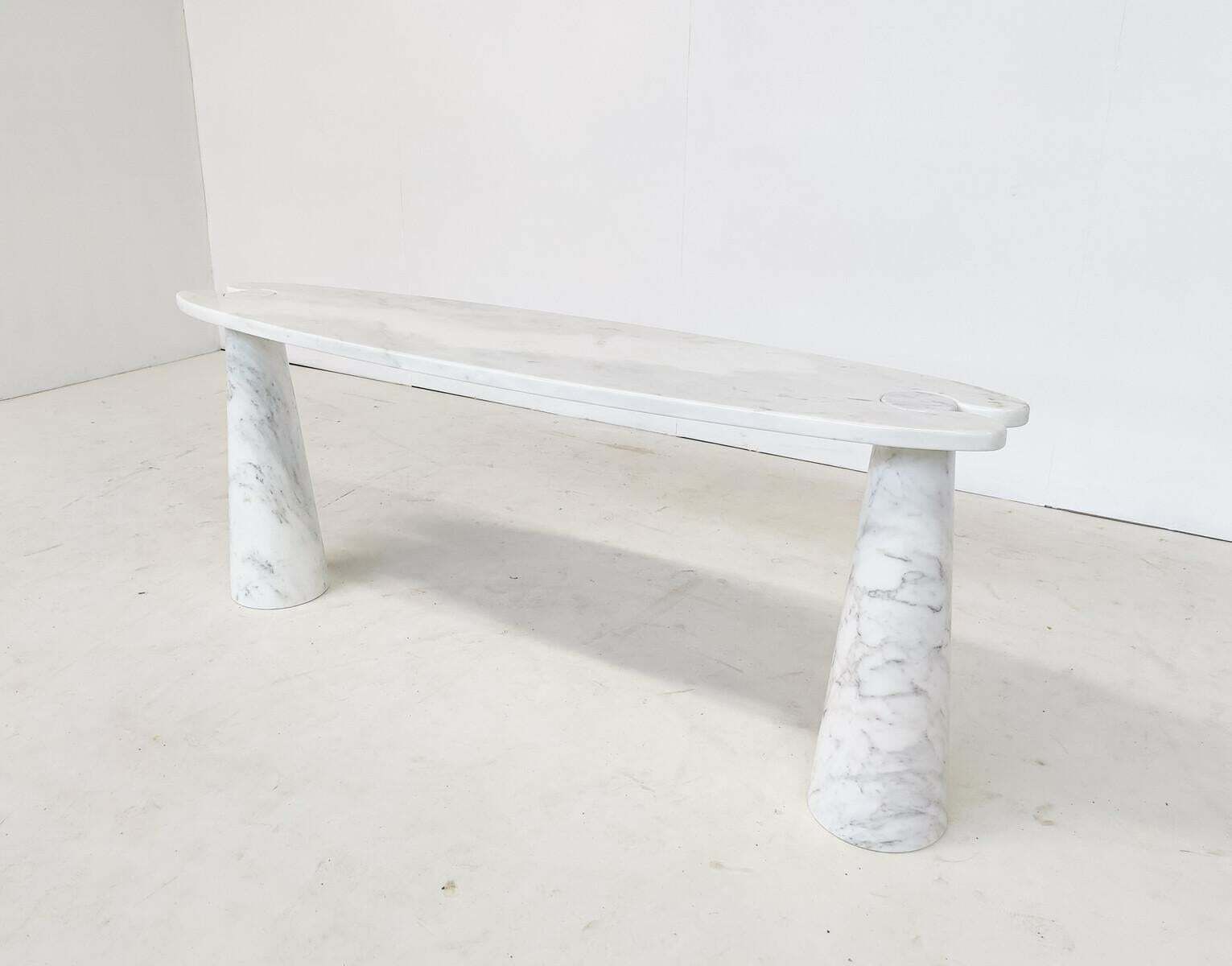 Mid Century Eros Console By Angelo Mangiarotti For Skipper, White Marble, 1980s photo 15100.0
