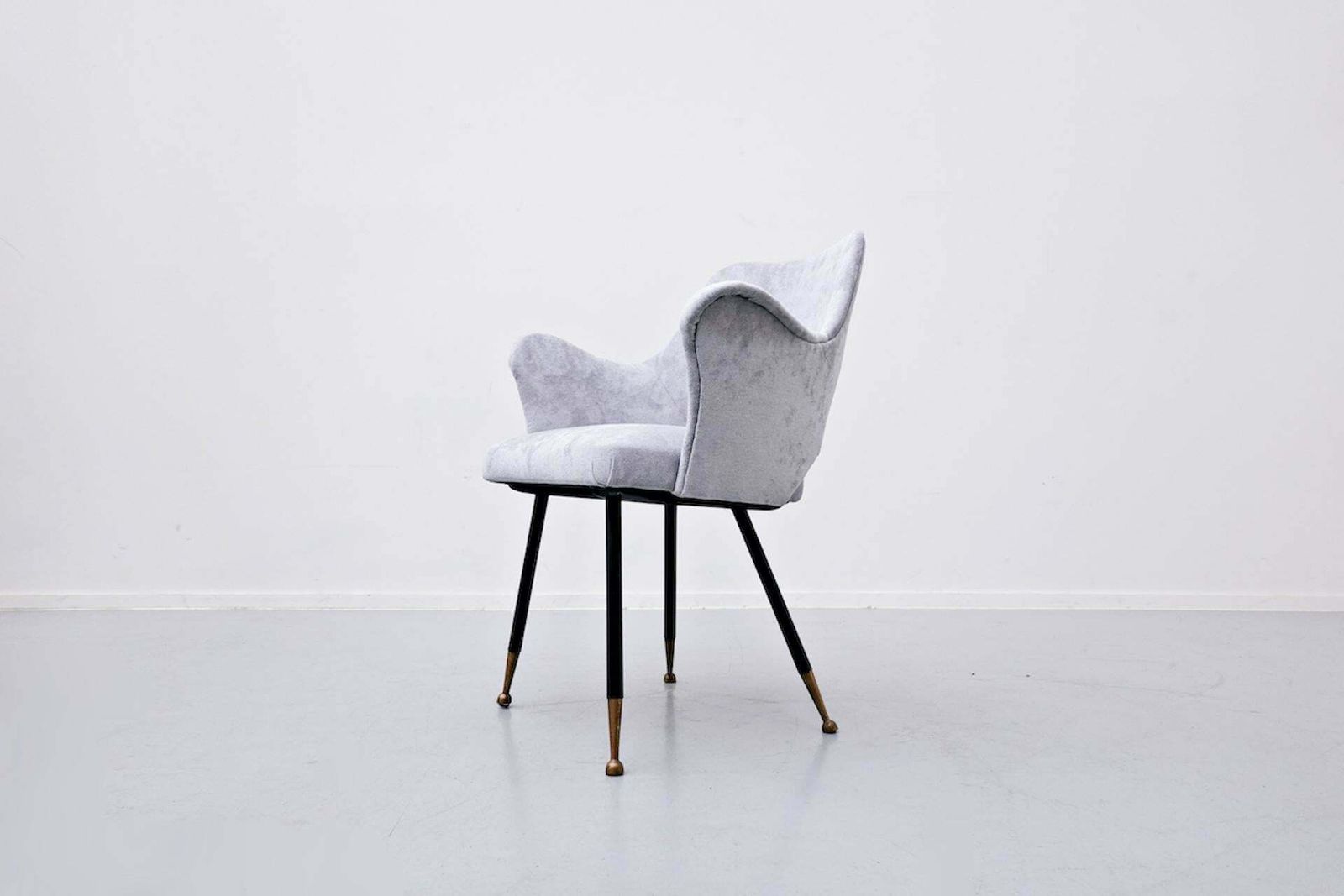 Mid Century Modern Pair Of Italian Armchairs, Velvet, 1950s photo Furniture