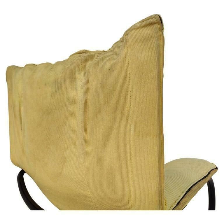 Mid Century Modern Pair Of Yellow Armchairs, Italy, 1970s   Original Fabric photo buy