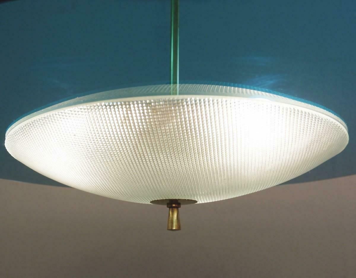 Saucer Shaped Chandelier In The Style Fontana Arte, Italy, 1960s photo for sale