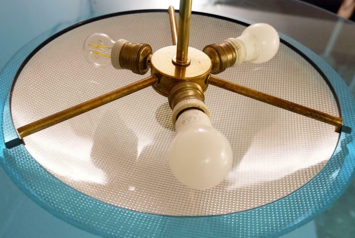 Saucer Shaped Chandelier In The Style Fontana Arte, Italy, 1960s photo vinterior