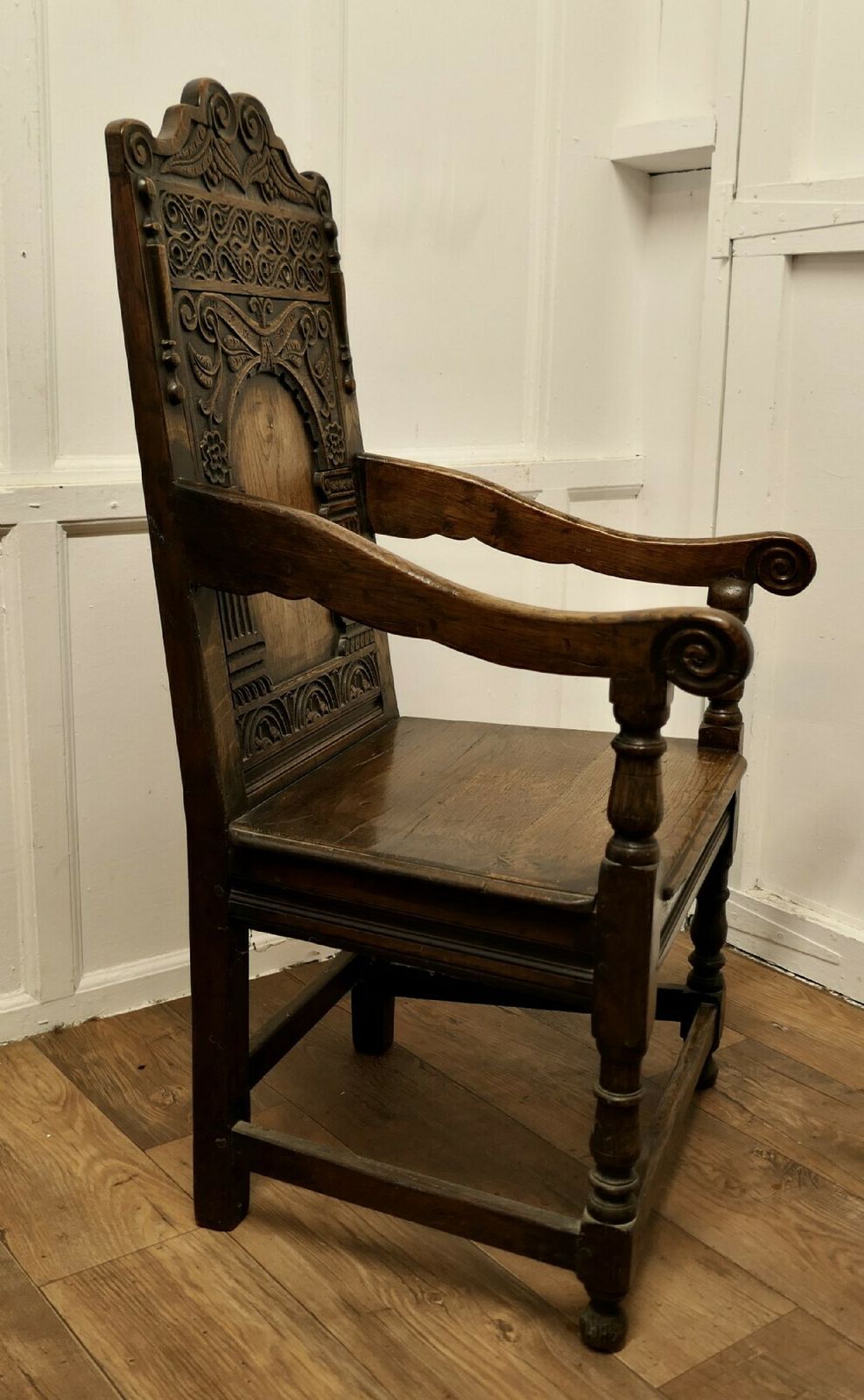 18th Century Carved Oak Celtic Wainscot Chair photo Furniture