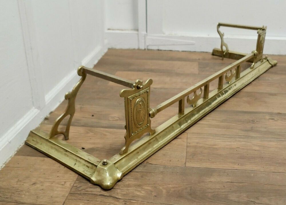 Large Victorian Art Nouveau Brass Fender photo vinterior