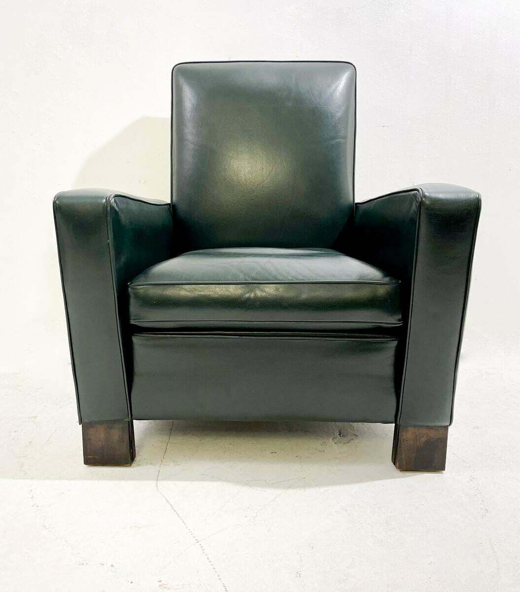 Mid Century Modern Armchair By Emiel Veranneman, Wood And Leather, 1958 photo for sale
