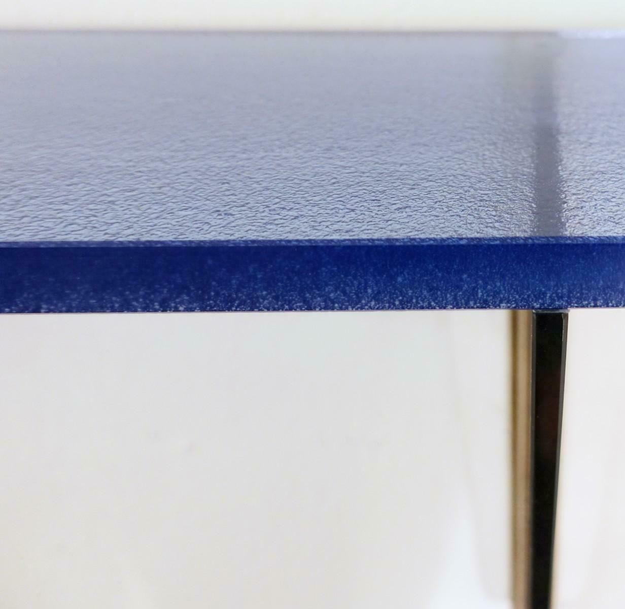 Pair Of Blue Glass Wall Consoles, 20th Century photo for sale