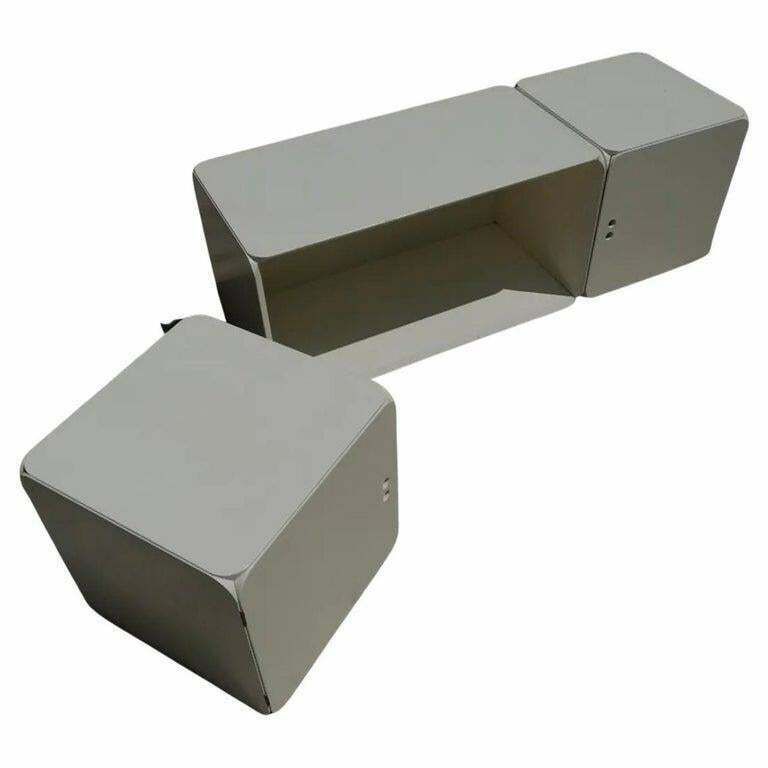 Mid Century Set Of 3 Modular White Wooden Cubes By Derk Jan De Vries, photo Furniture