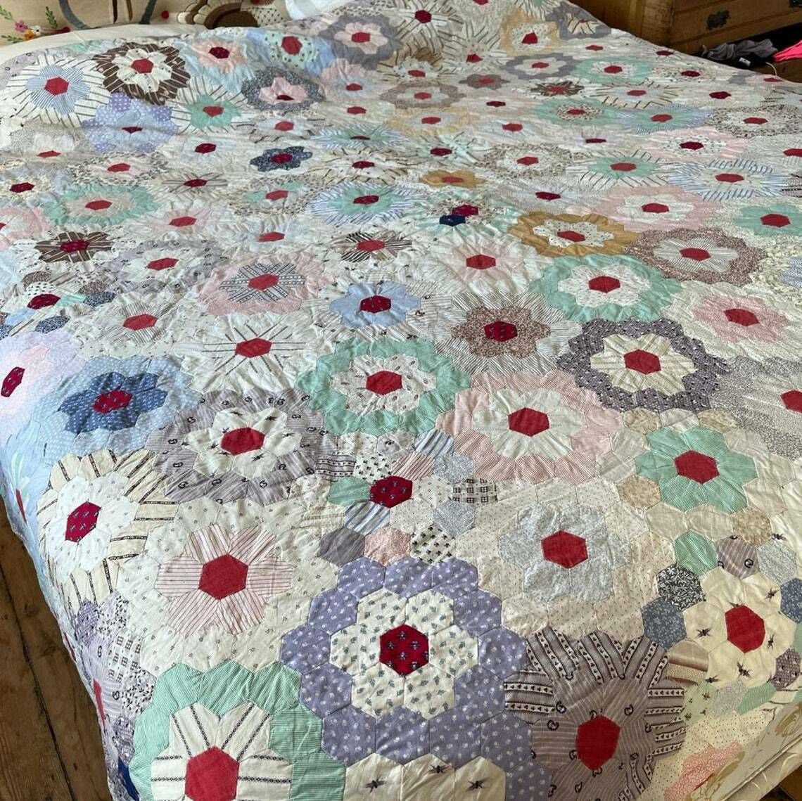 19th Century Hand Stitched Patchwork Quilt
