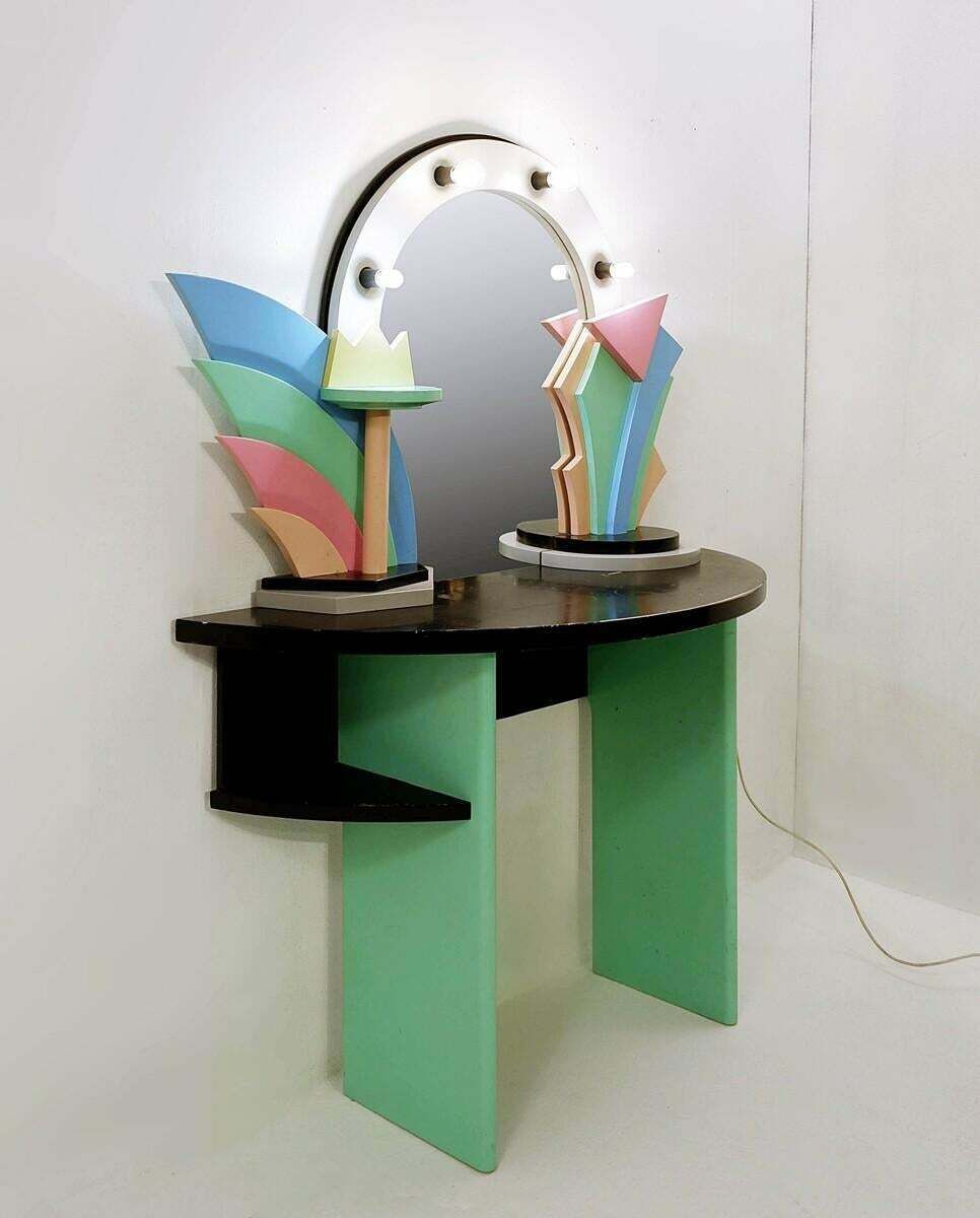 Mid Century Modern Memphis Style Dressing Table/ Vanity In Lacquered Wood, 1960s photo 2756.0