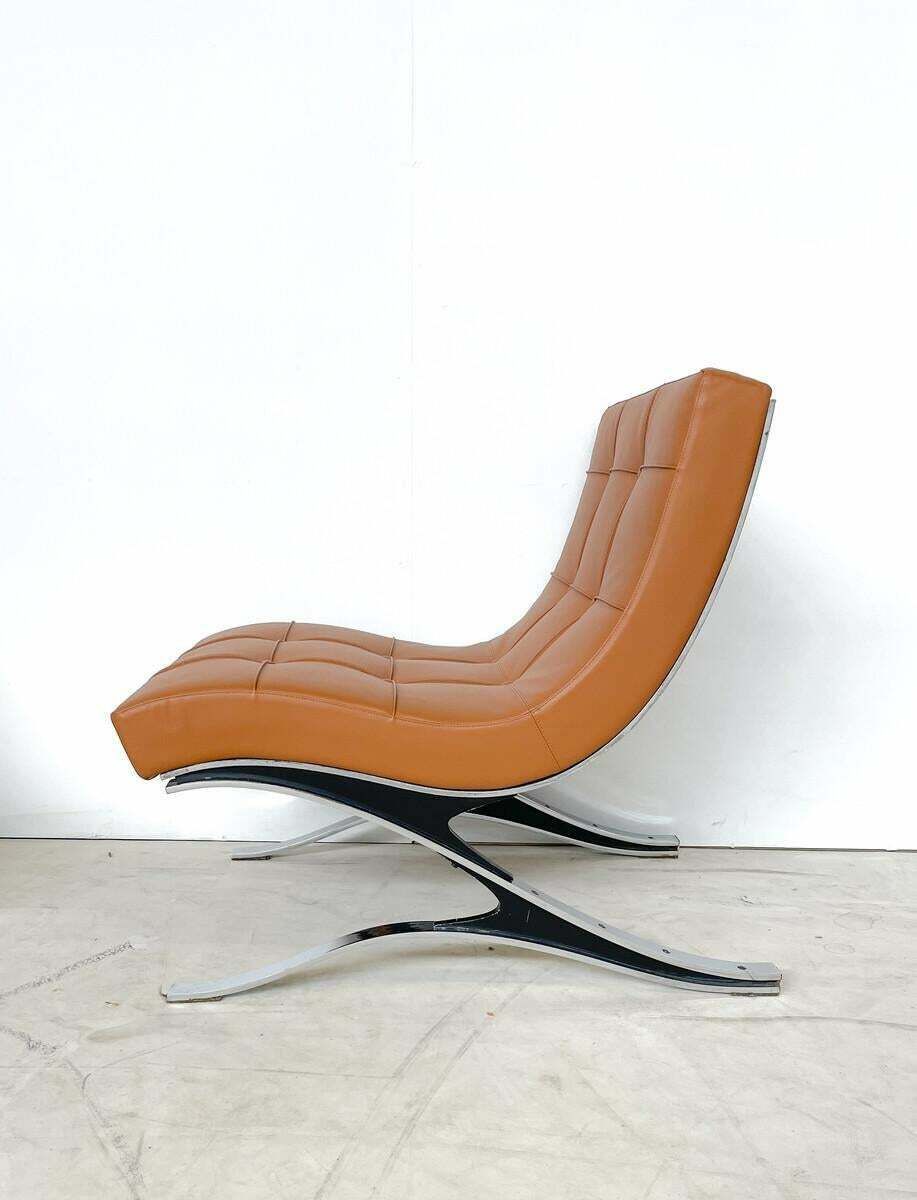 Mid Century Modern Brown Leather Armchair, Italy, 1970s photo Furniture