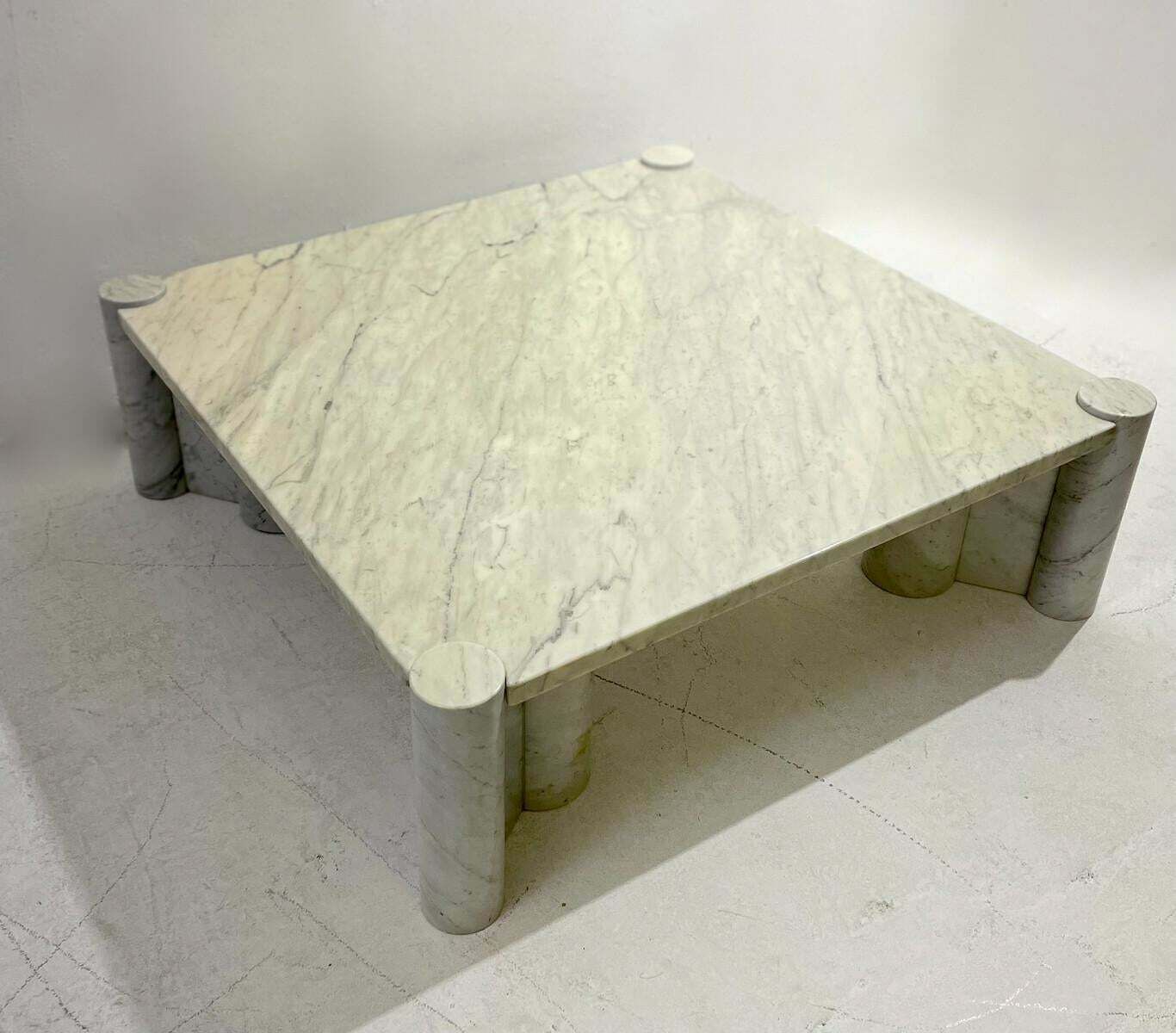 White Carrara Marble Jumbo Coffee Table By Gae Aulenti For Knoll Inc, 1960s photo for sale