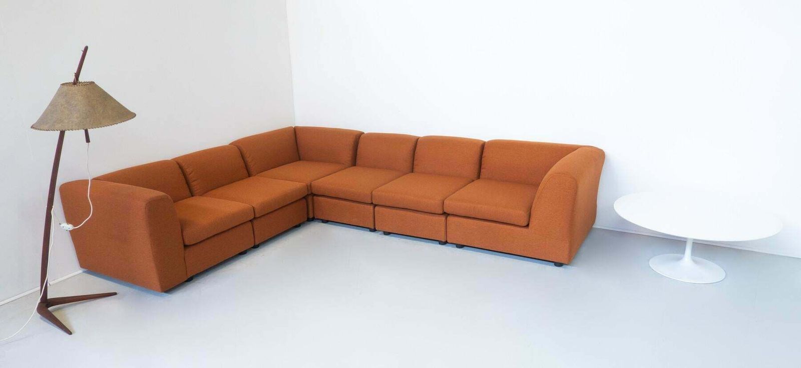 Mid Century Modern Orange Modular Sofa, Italy, 1960s   New Upholstery photo furniture