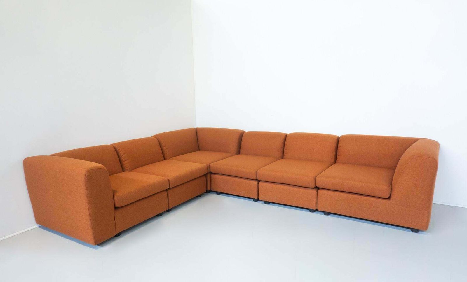 Mid Century Modern Orange Modular Sofa, Italy, 1960s   New Upholstery photo for sale