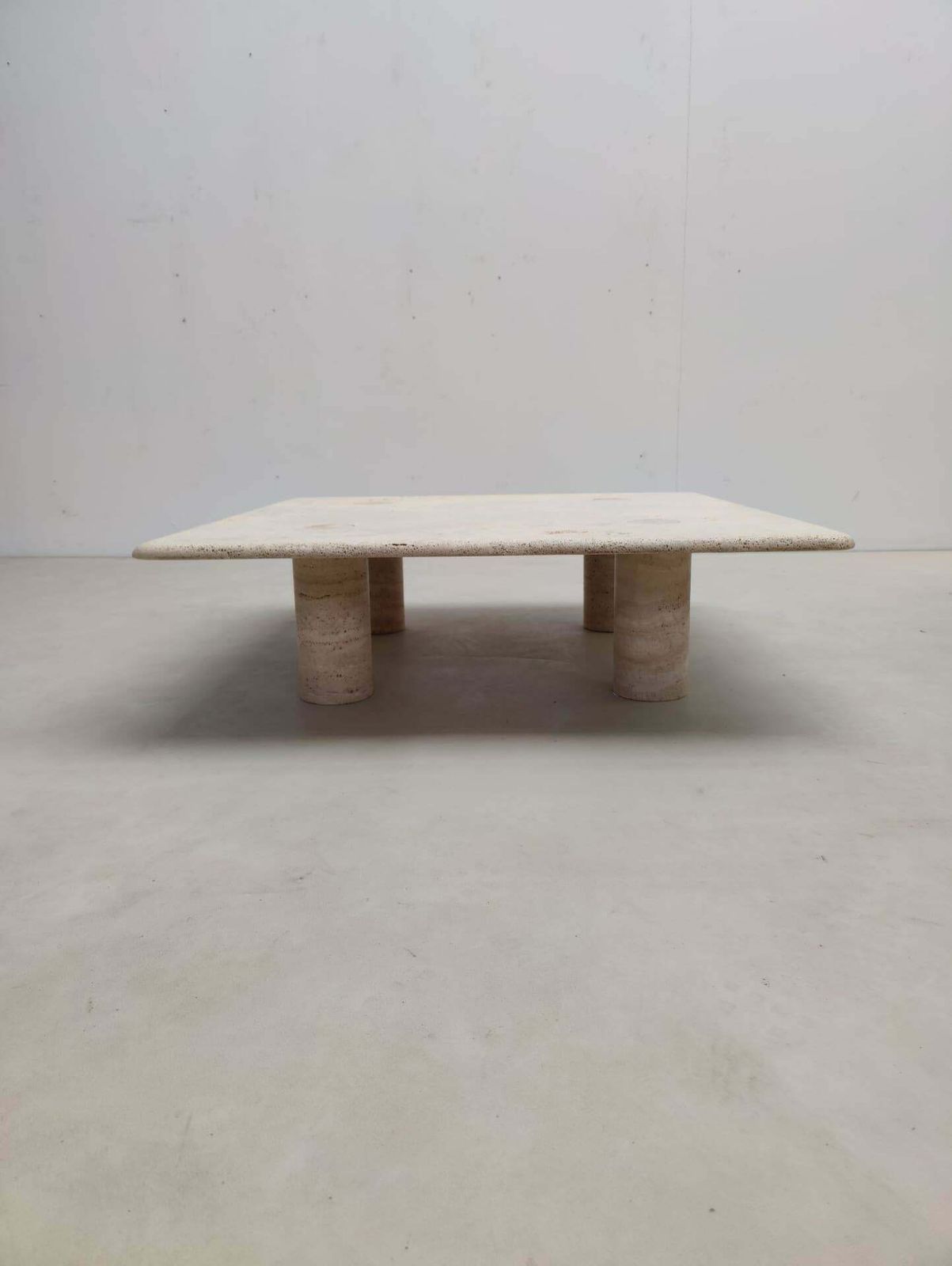 Furniture Mid Century Travertine Square Coffee Table By Angelo Mangiarotti, Italy, 1970s photo