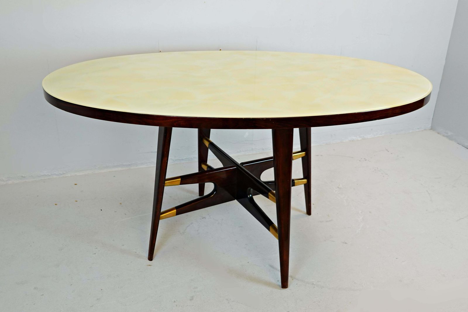 Mid Century Modern Italian Dining Table, Marbled Glass, 1950s photo 5511.0