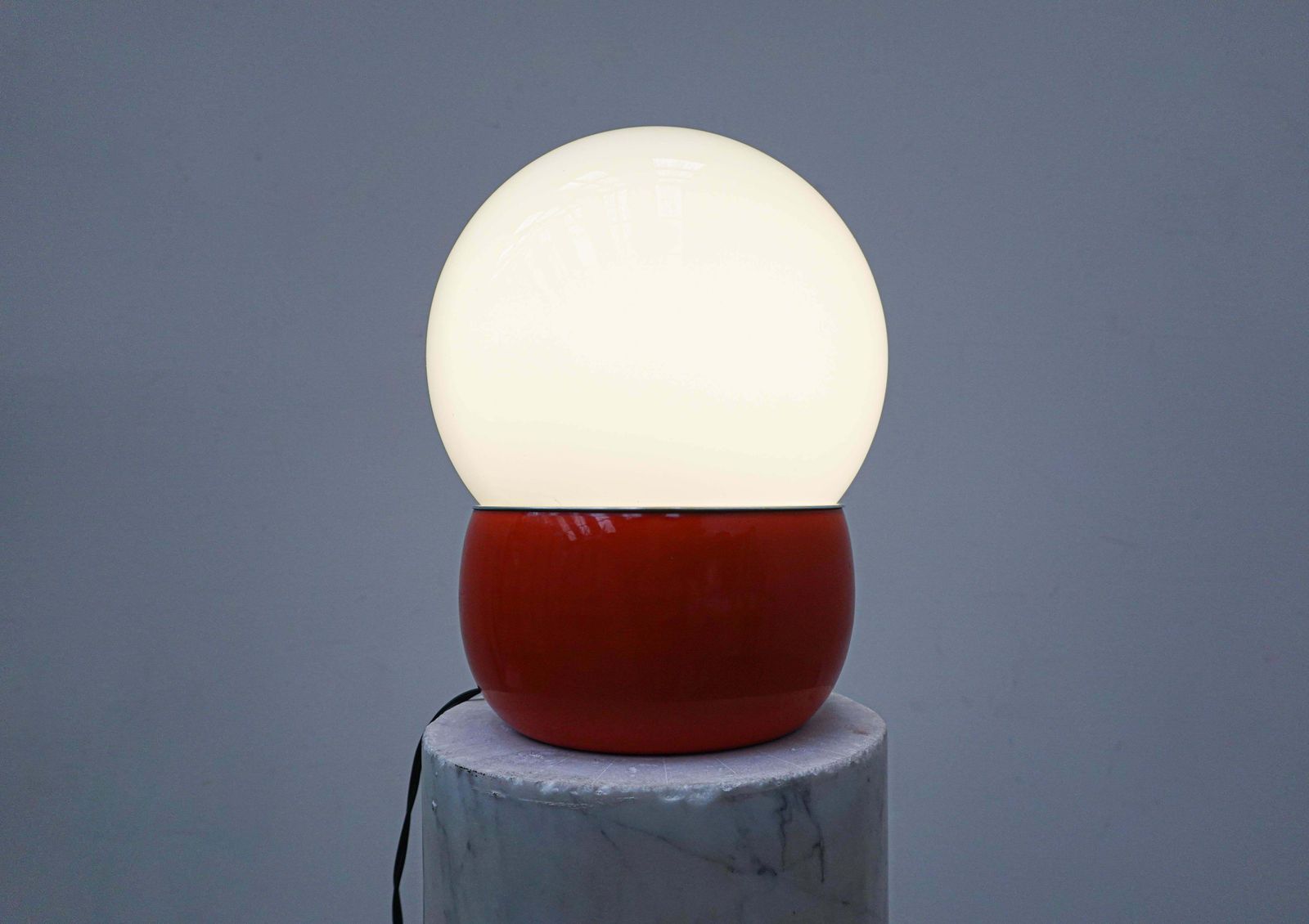 Mid Century Modern Red Italian Desk Lamp, Metal And Glass, 1960s photo furniture