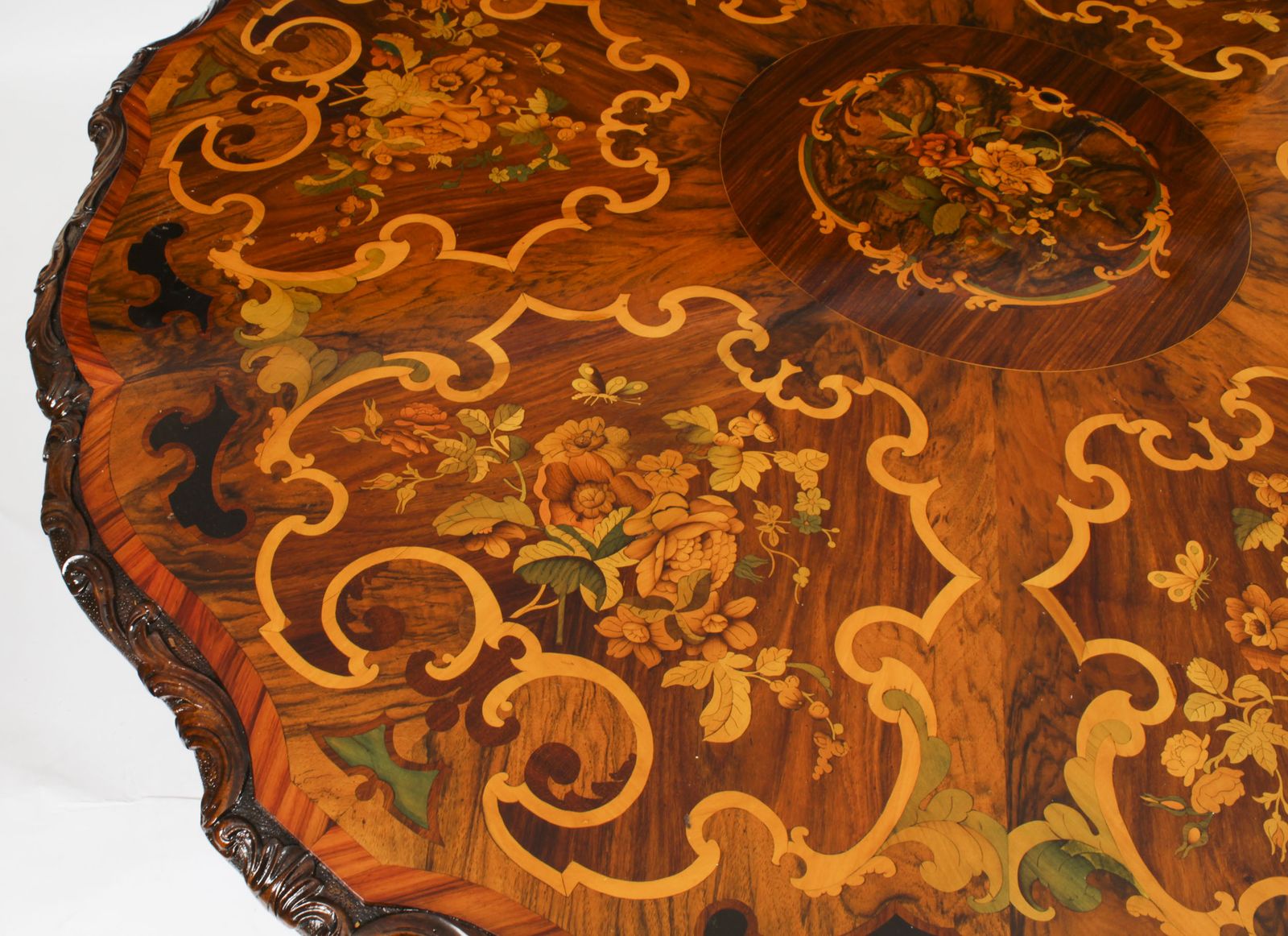 Antique 4ft 6" Diam Burr Walnut Marquetry Dining / Center Table C1860 19th C photo 9500.0