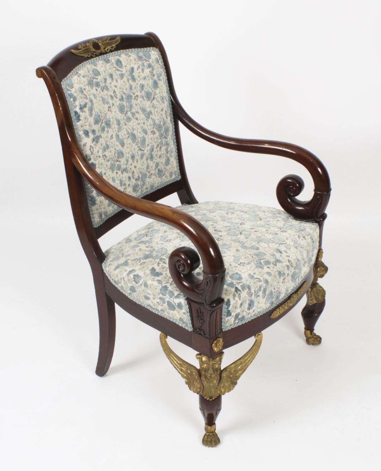 Antique Pair Ormolu Mounted Armchairs Empire Revival C1870 19th C photo for sale