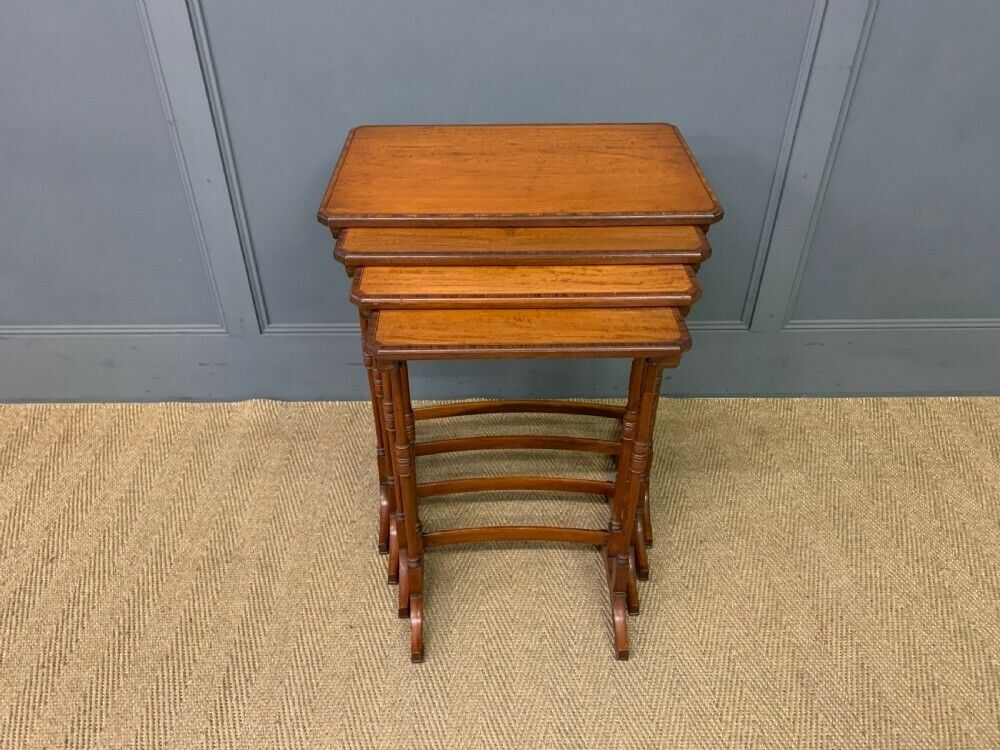 1200.0 Inlaid Satinwood Nest Of 4 Tables photo