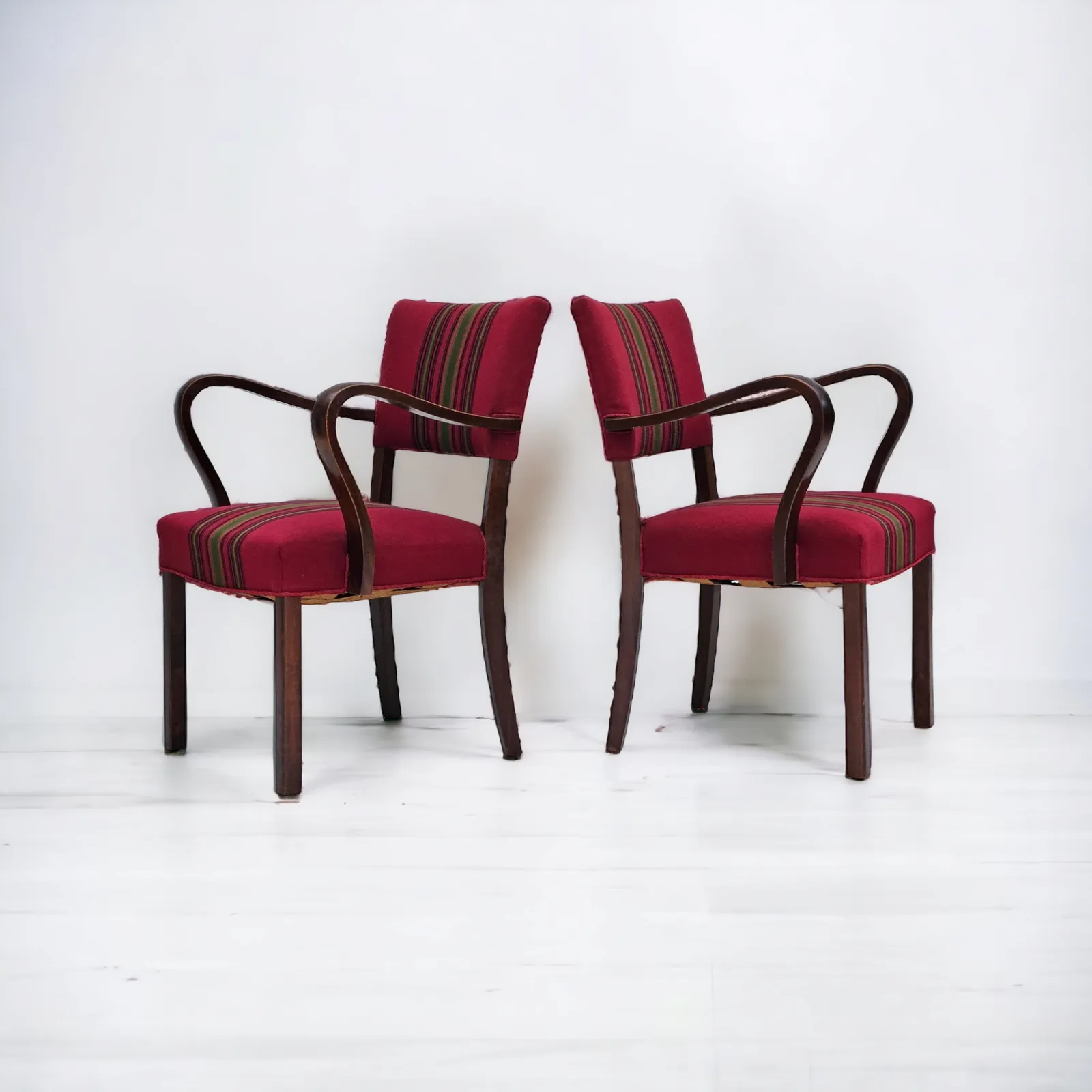Ca. Jaren 1950, Paar Deense Fauteuils, Uitstekende Staat, Essenhout.