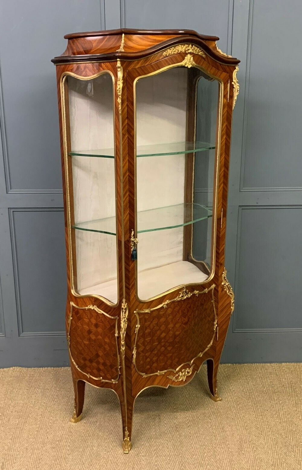 Superb 19th Century French Kingwood Parquetry Vitrine