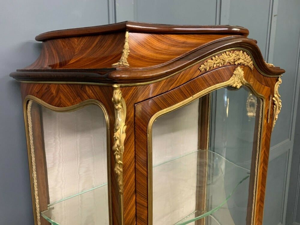 photo for sale Superb 19th Century French Kingwood Parquetry Vitrine