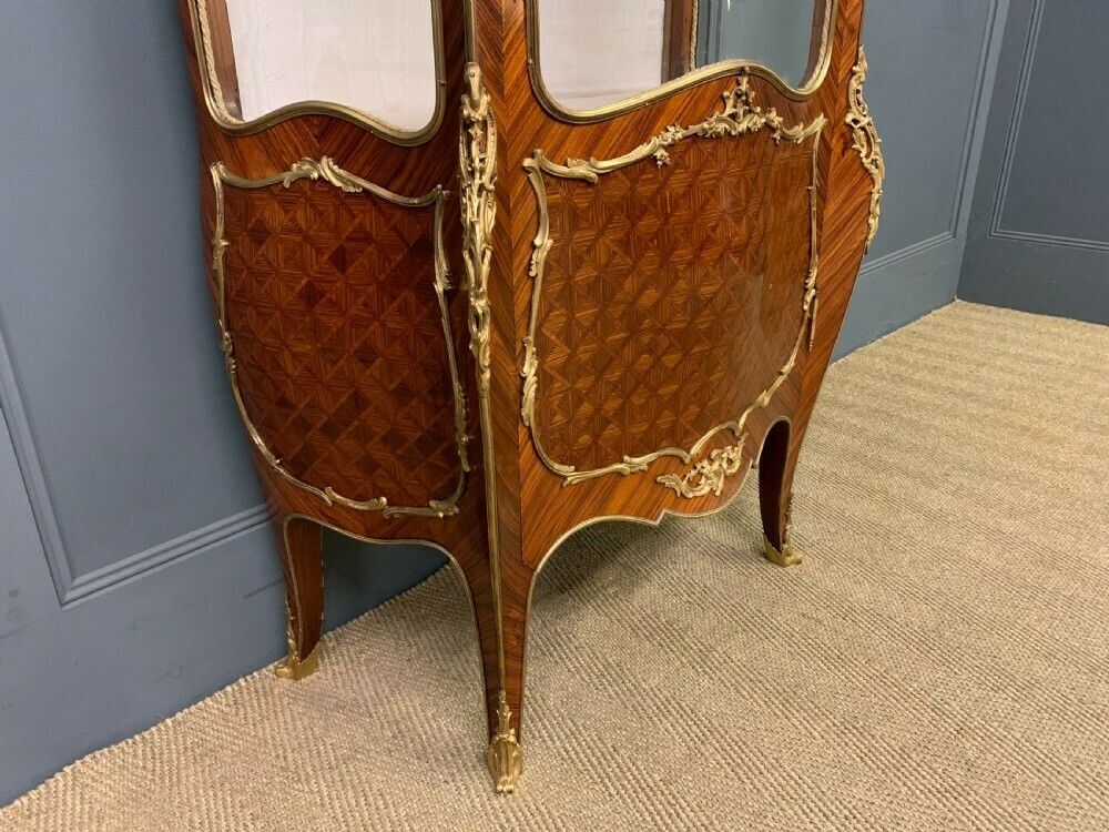 Furniture Superb 19th Century French Kingwood Parquetry Vitrine photo