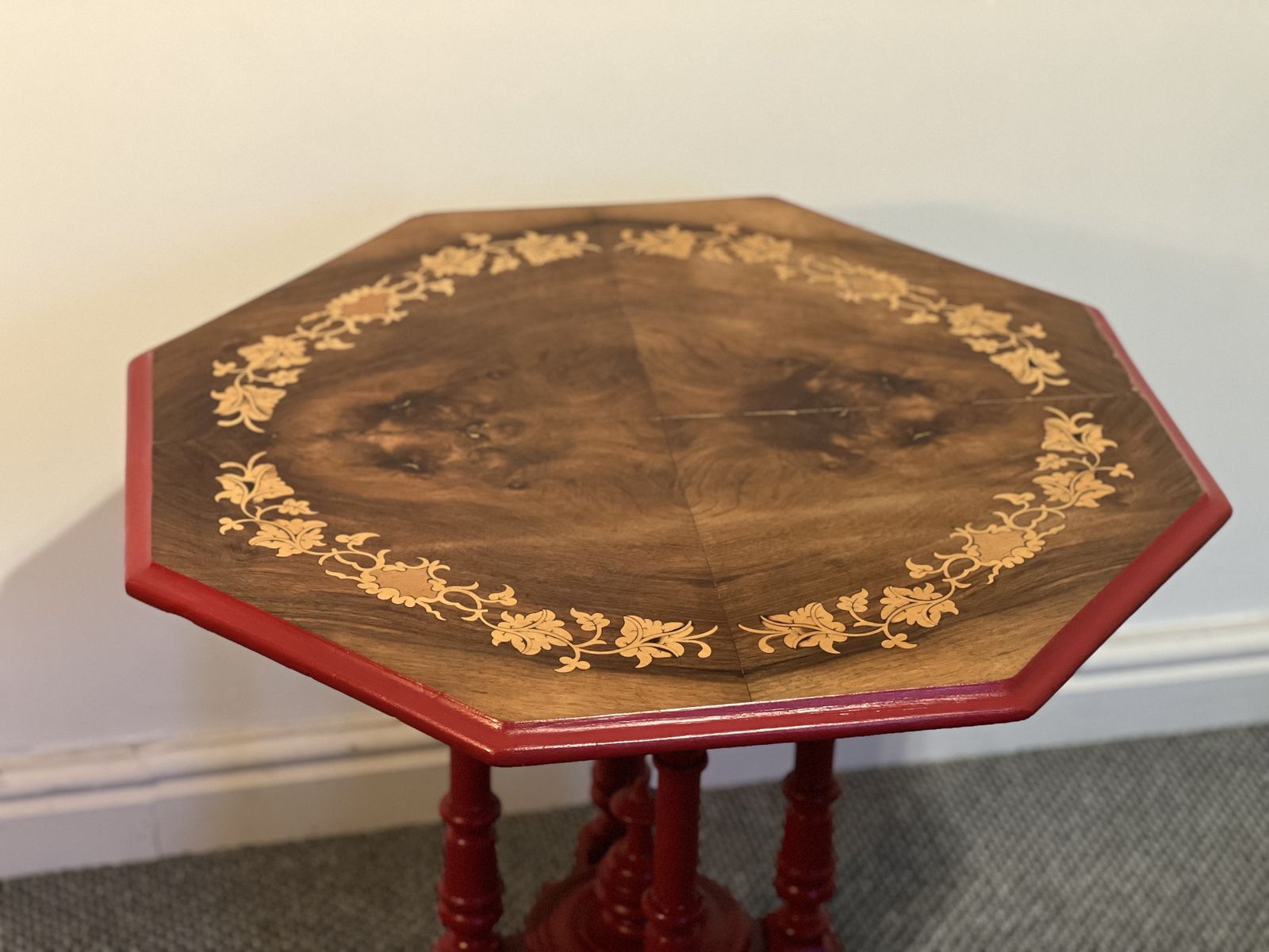 Red Edwardian Octagonal Table
