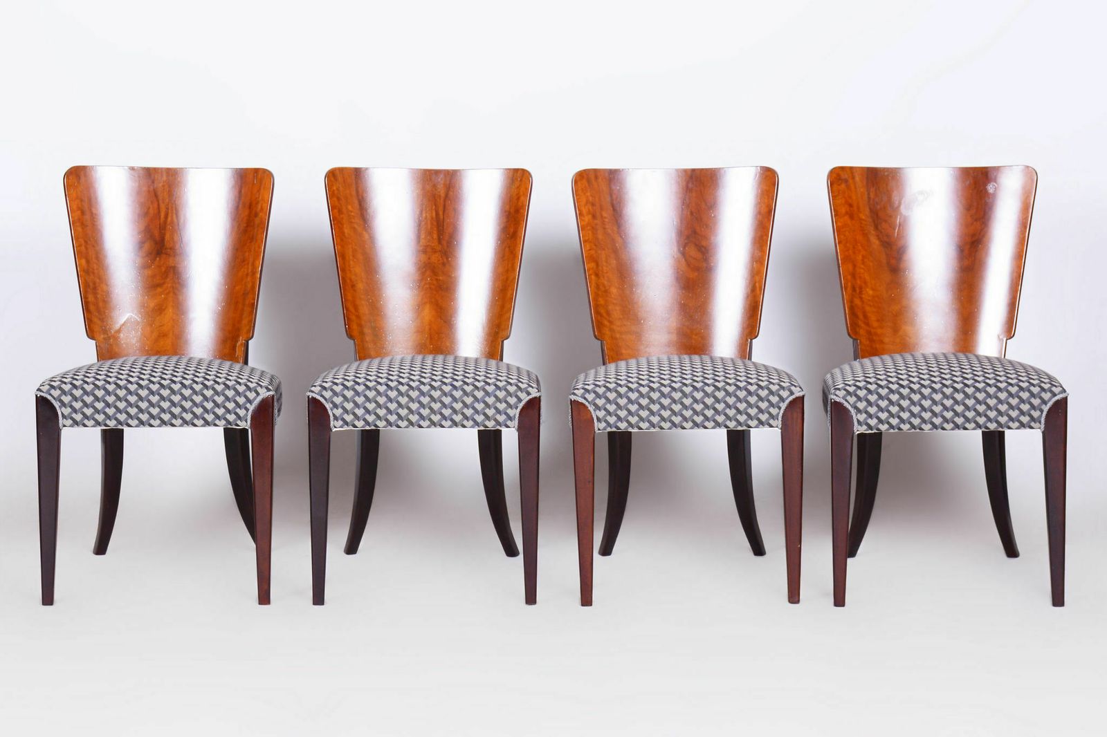 Set Of Four Restored Artdeco Chairs, Halabala, Up Zavody, Beech, Czechia, 1930s