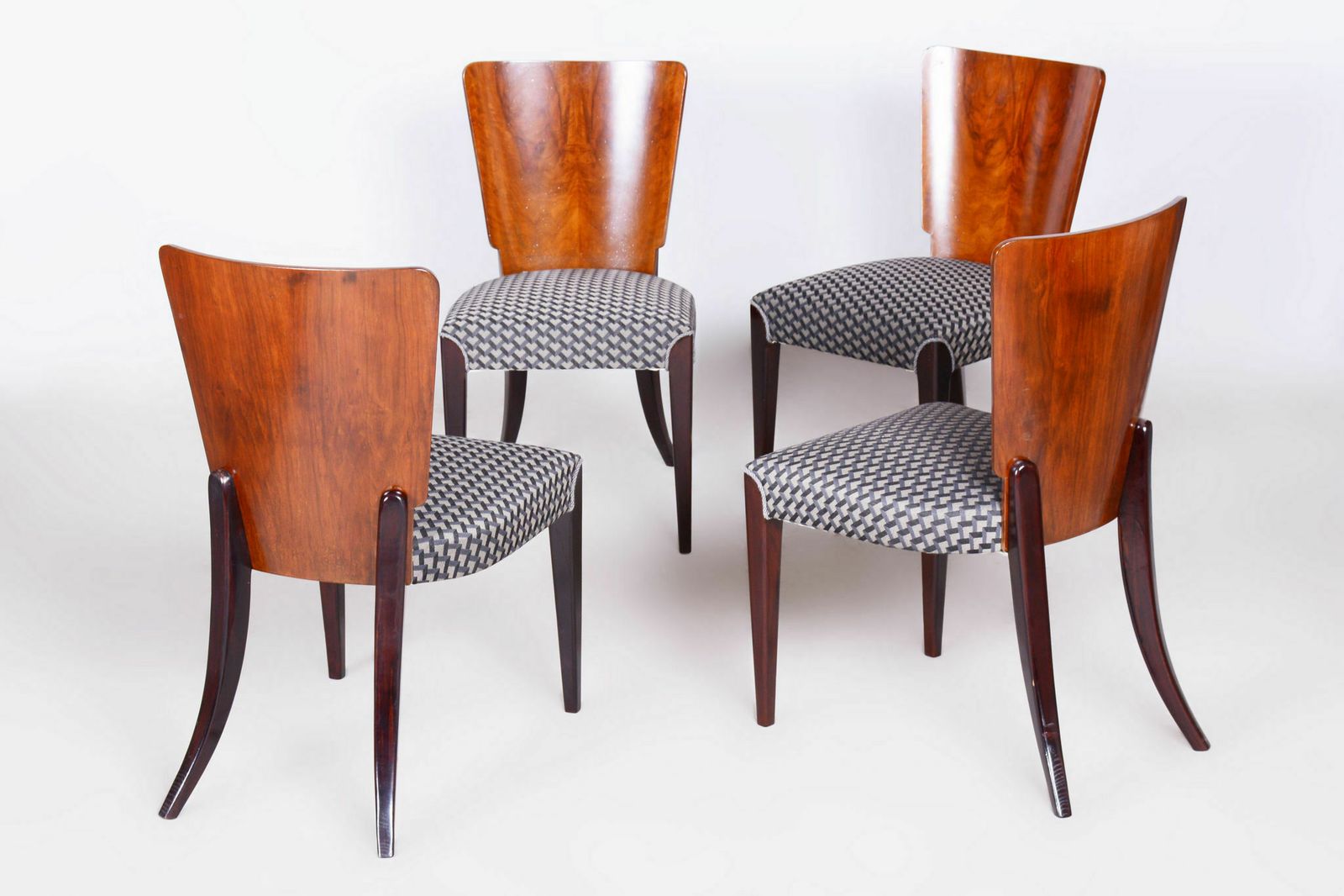 Set Of Four Restored Artdeco Chairs, Halabala, Up Zavody, Beech, Czechia, 1930s photo vinterior