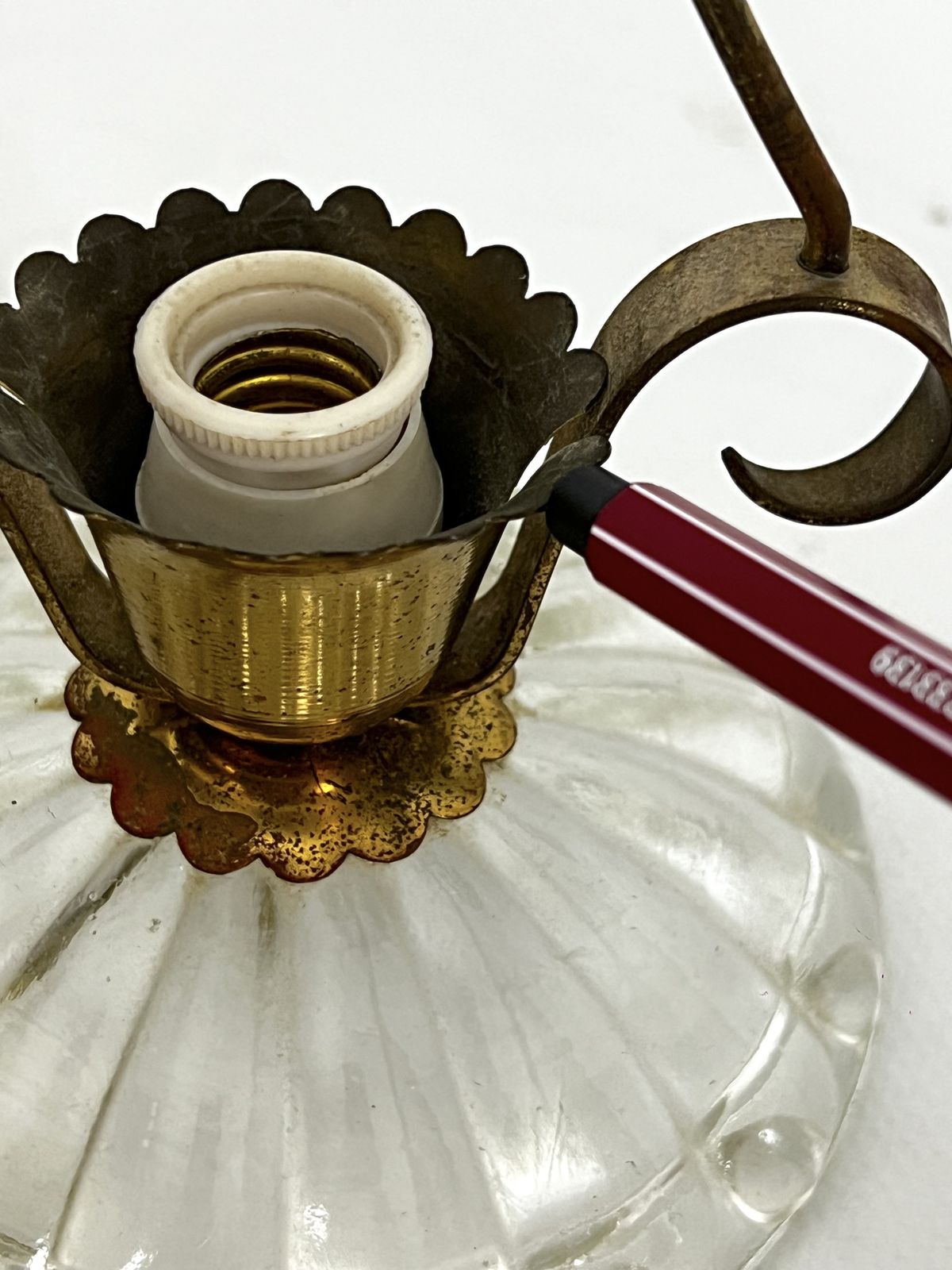 1885.0 Mid Century Pair Of Ercole Barovier Murano Glass And Brass Table Lamps. 1940s photo