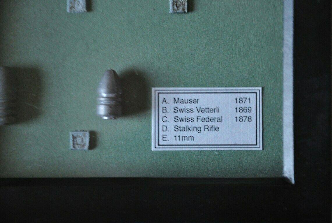 19th Century 11mm Rifle Cast Lead Bullets In Display Frame photo vinterior