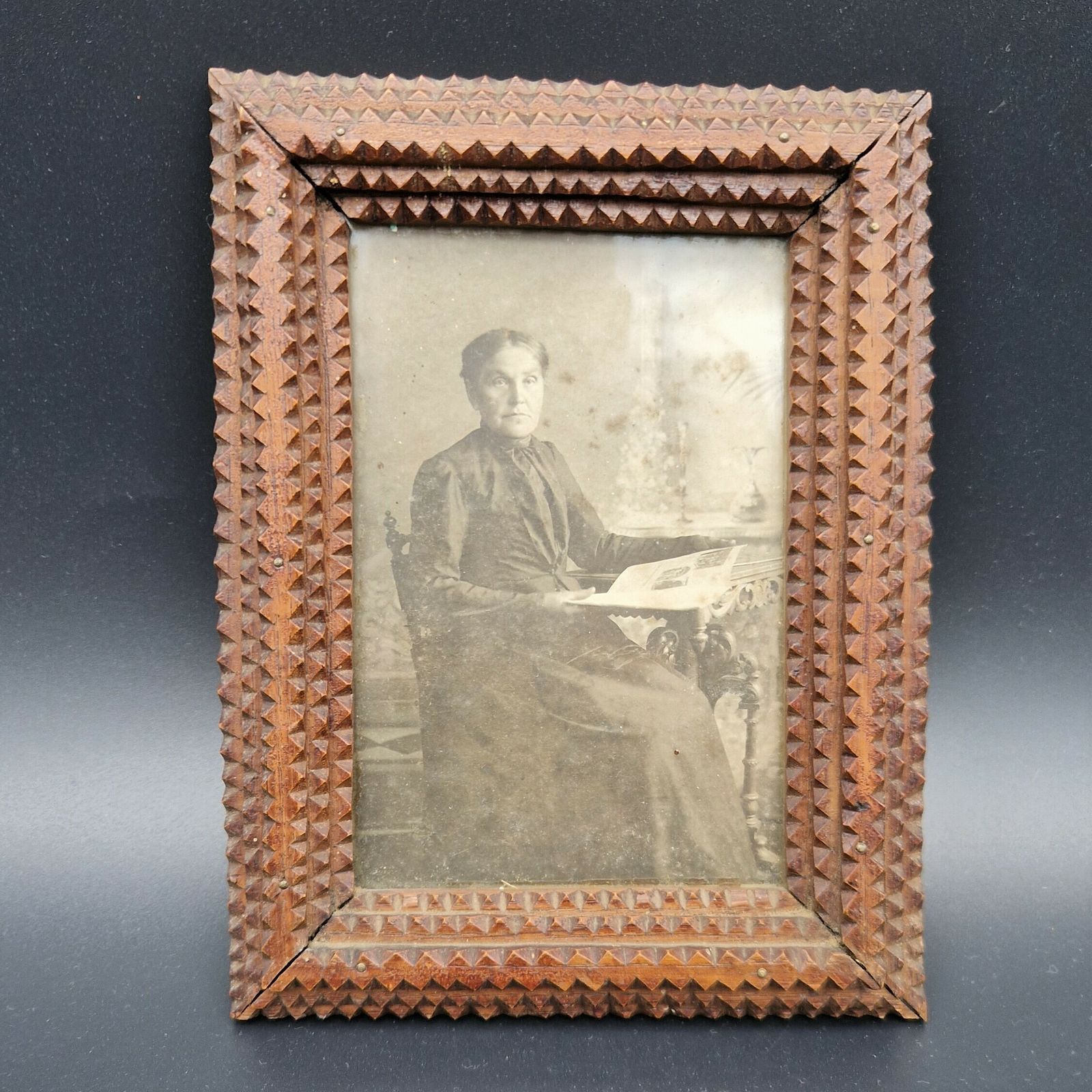 Wooden Picture Frame. Tramp Art Wood Frame. 1850   1880