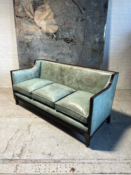 19thc Antique Country House Sofa   Fully Restored In Hand Dyed A Tiffany Leather photo 7499.0