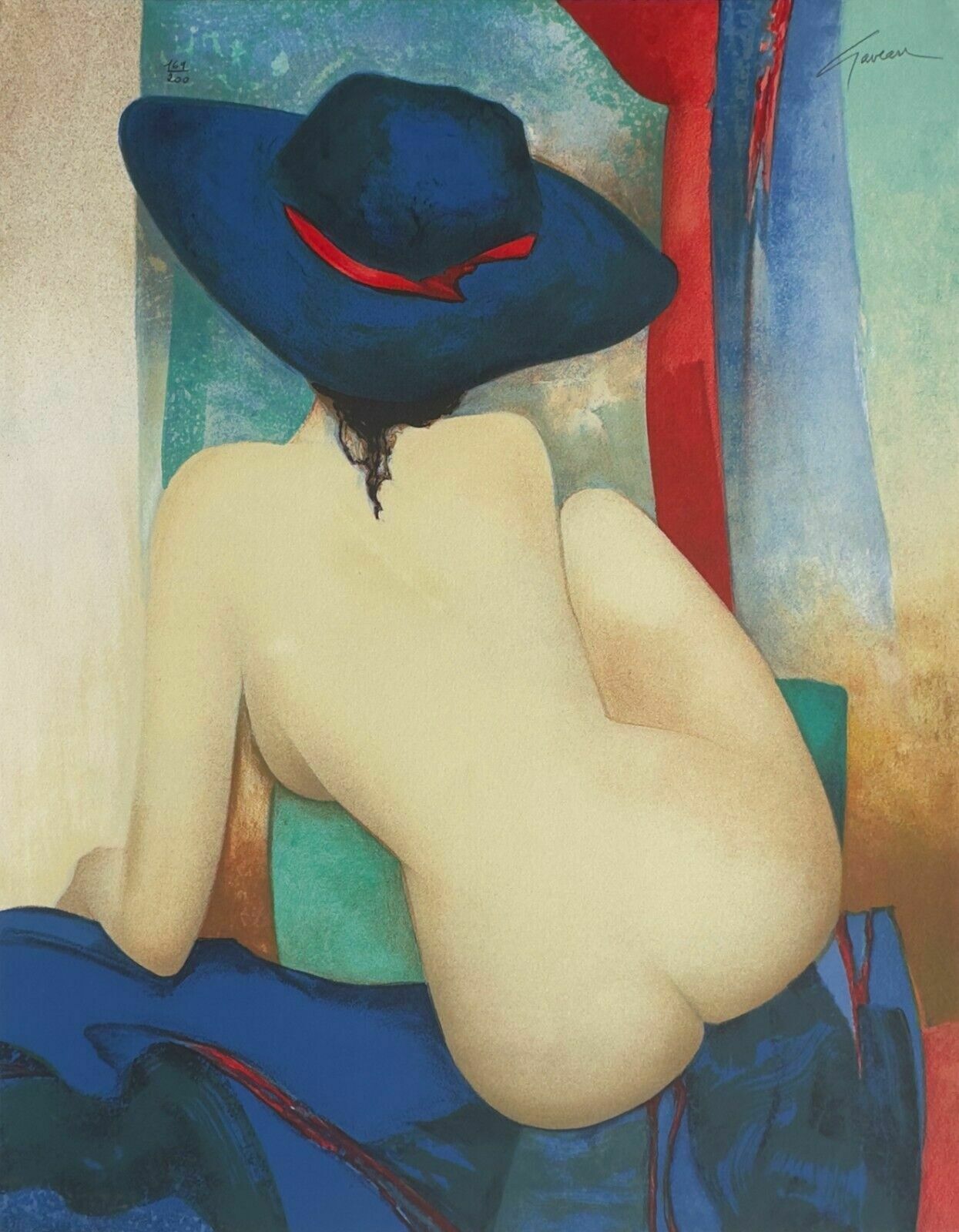 Claude Gaveau Signed Lithograph Print Signed Lithograph Female Nude Nude