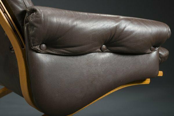 Brown Leather Armchairs By Elsa & Nordahl Solheim For Rybo Rykken & Co., 1970s, Set Of 2 photo for sale