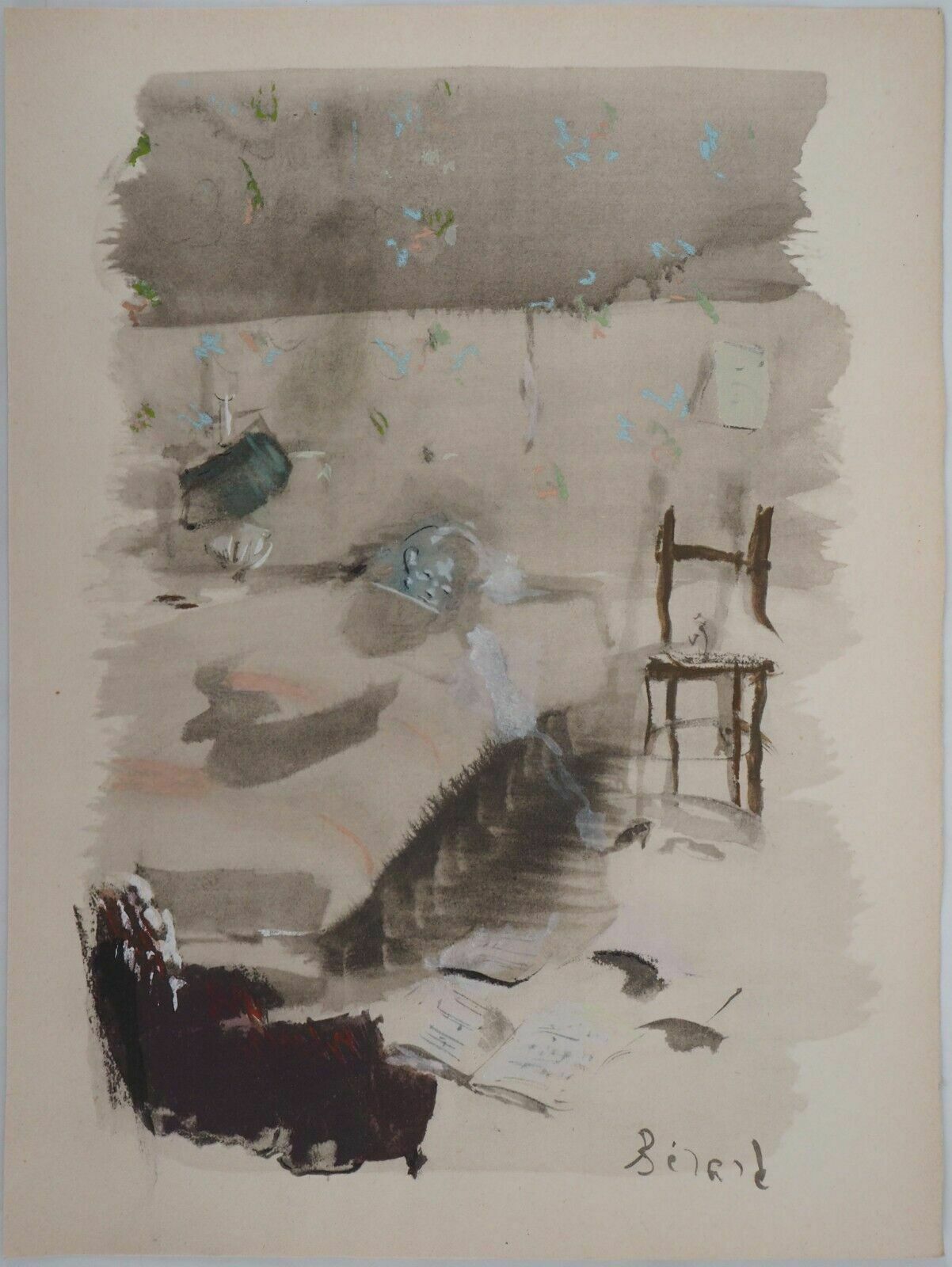 Christian Berard Lithograph And Stencil Printed In 1946 Peaceful Sleep
