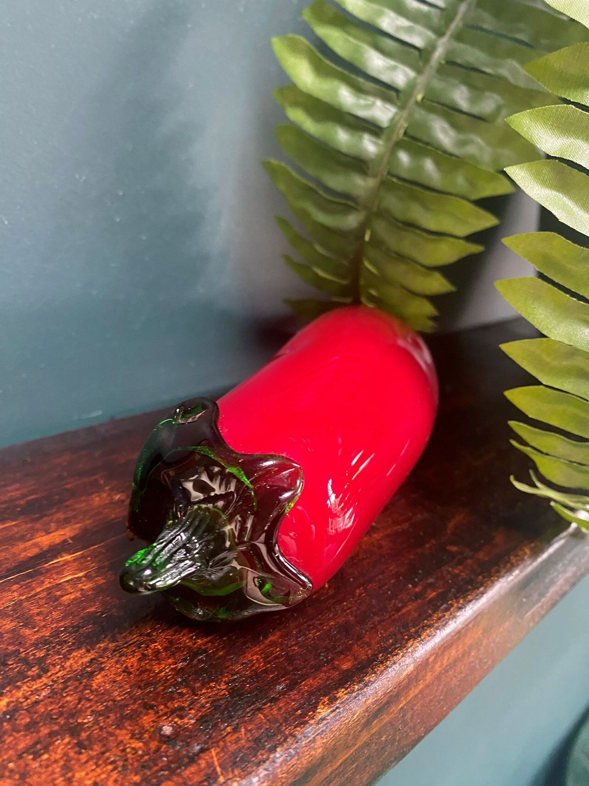 Vintage, Glass, Red Bell Pepper. Murano Style Glass Art , Collectible Hand Blown Glass Fruit. Vintage Home Decor. New Home Gift. photo for sale