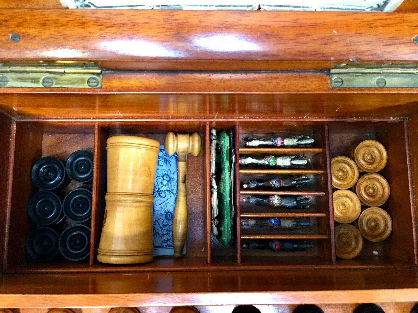 photo buy Antique 19th Century Victorian Games Compendium Box / Wooden Cabinet C.1880