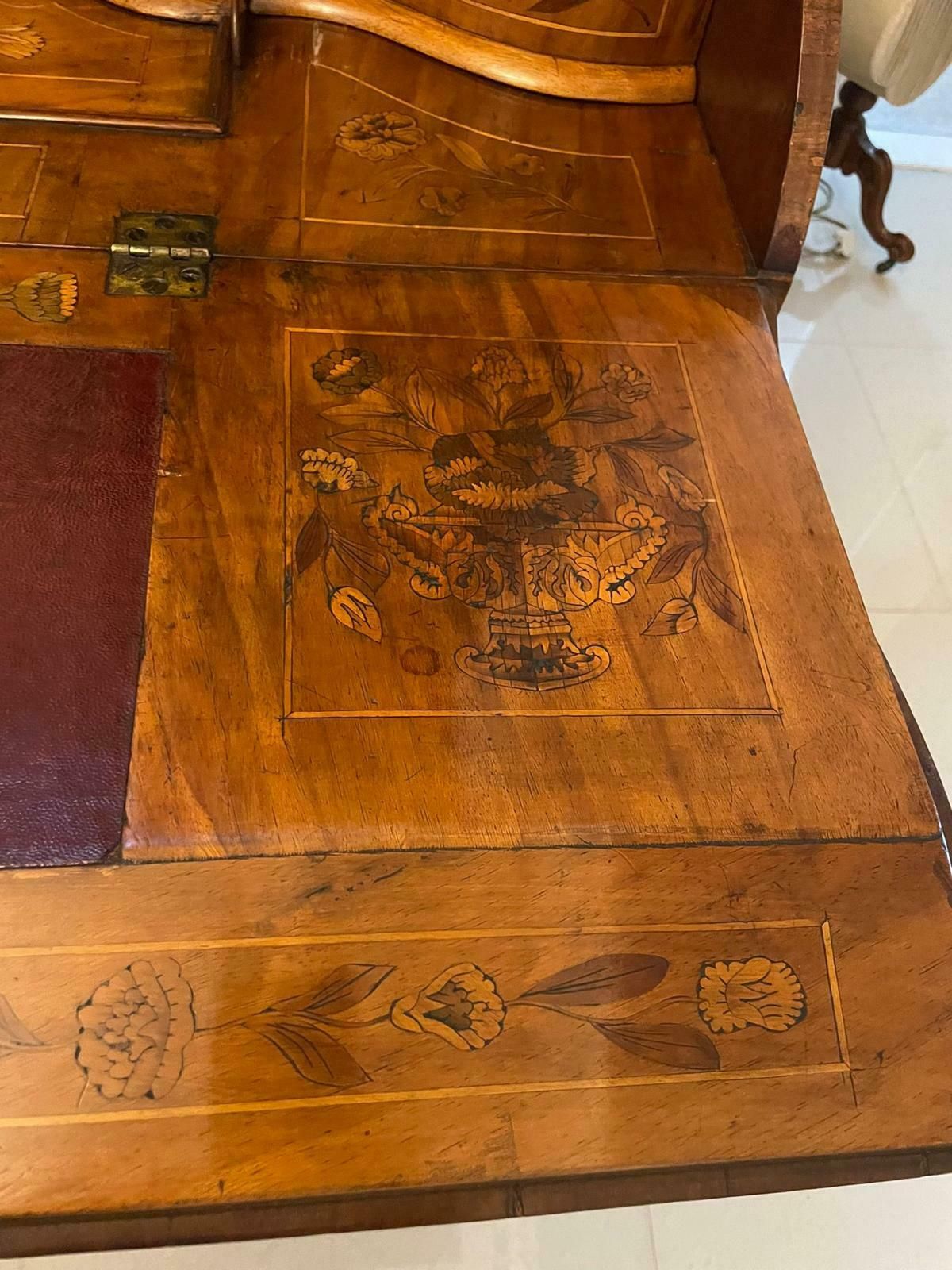 Outstanding Quality 18th Century Antique Dutch Marquetry Inlaid Burr Walnut Bureau Bookcase photo Furniture