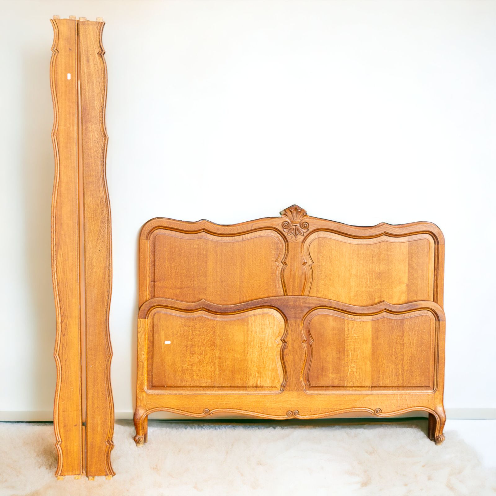 French Louis XV Style Carved Honey Oak Double Bed Frame  W1 B666