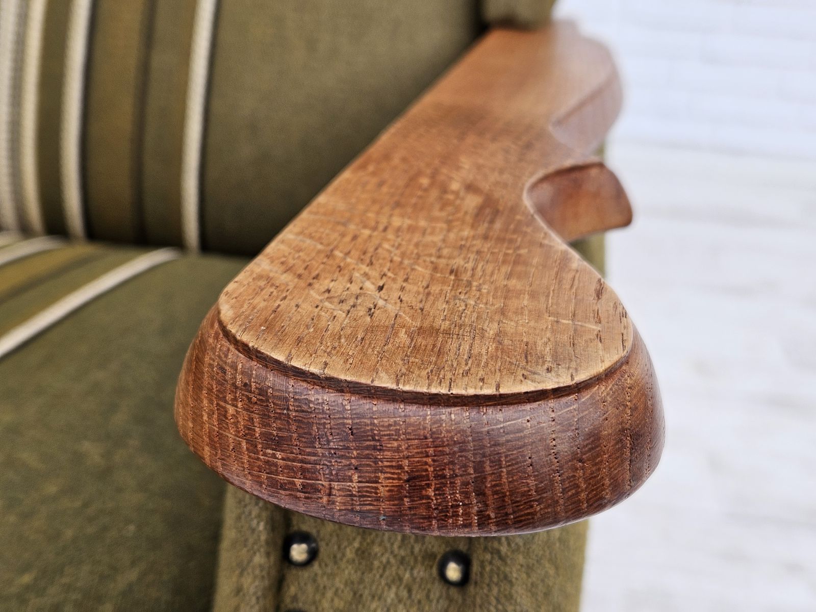Furniture 1970s, Danish Wingback Chair, Original Upholstery, Green Furniture Wool. photo