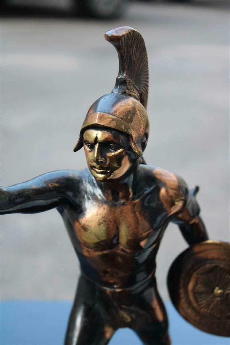 Aged Metal Figurative Sculpture Of Gladiator Roman Warrior 1950s photo vinterior