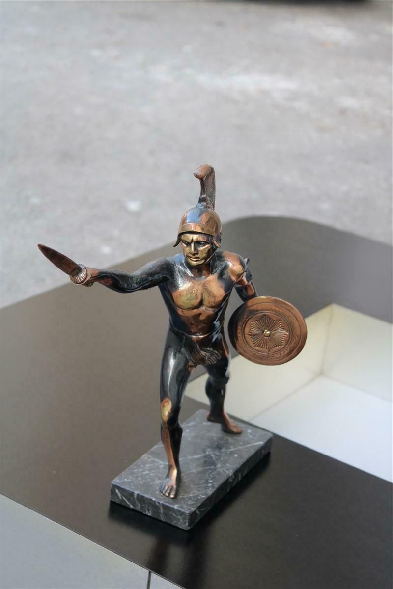 Home Decor Aged Metal Figurative Sculpture Of Gladiator Roman Warrior 1950s photo