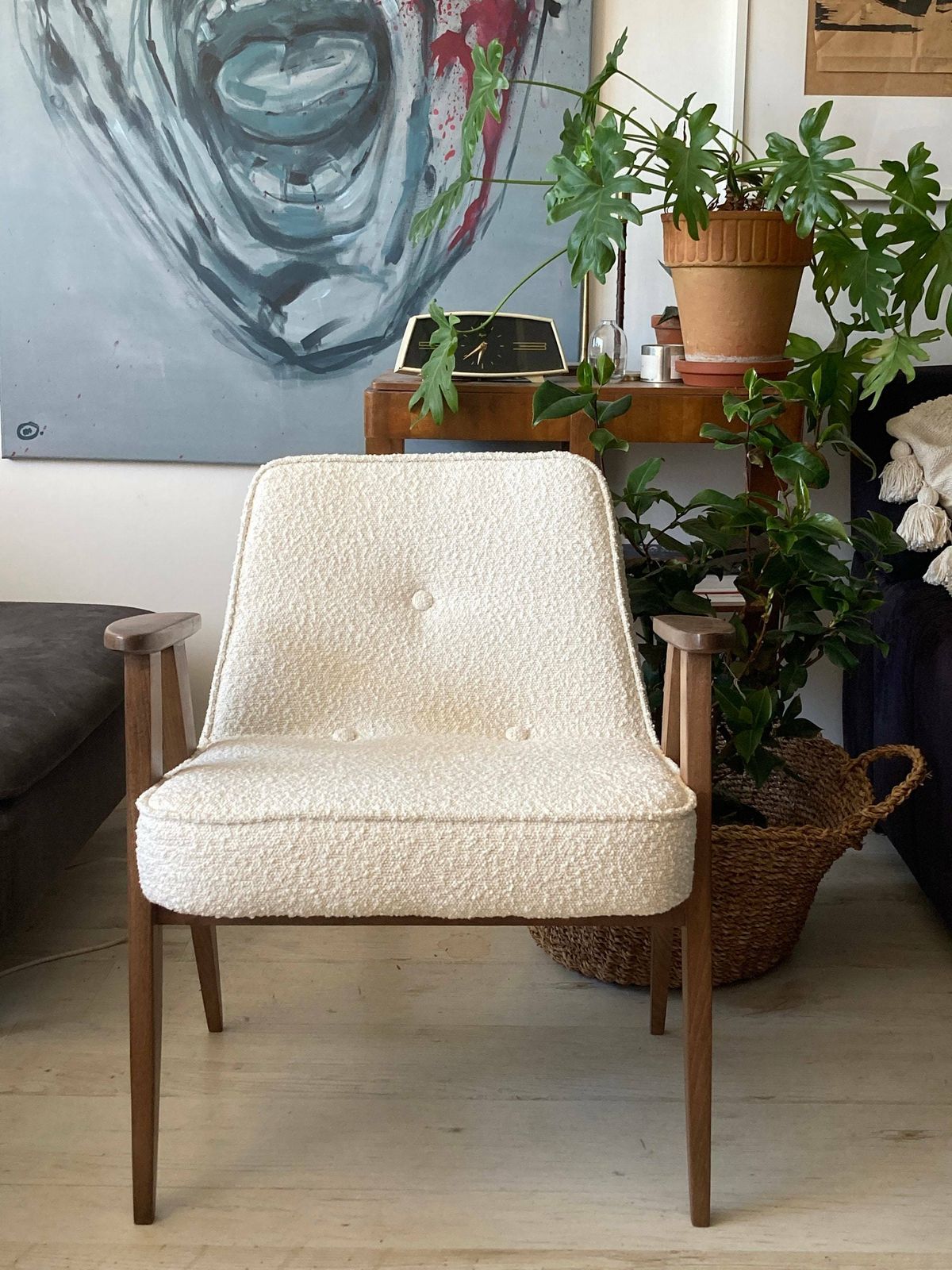 Original Polish Mid Century 366 Chair Designed In 1962 By J. Chierowski. Boucle Fabric. Personalization photo furniture