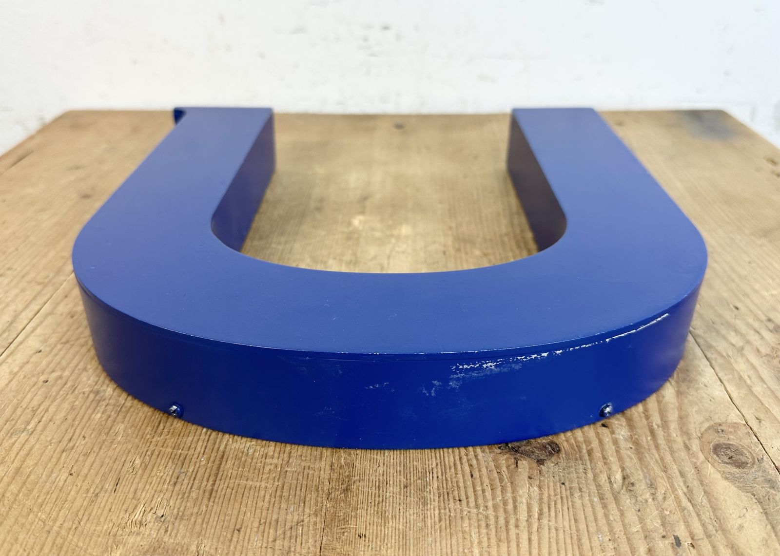 Vintage Blue Iron Facade Letter U, 1970s photo vintage
