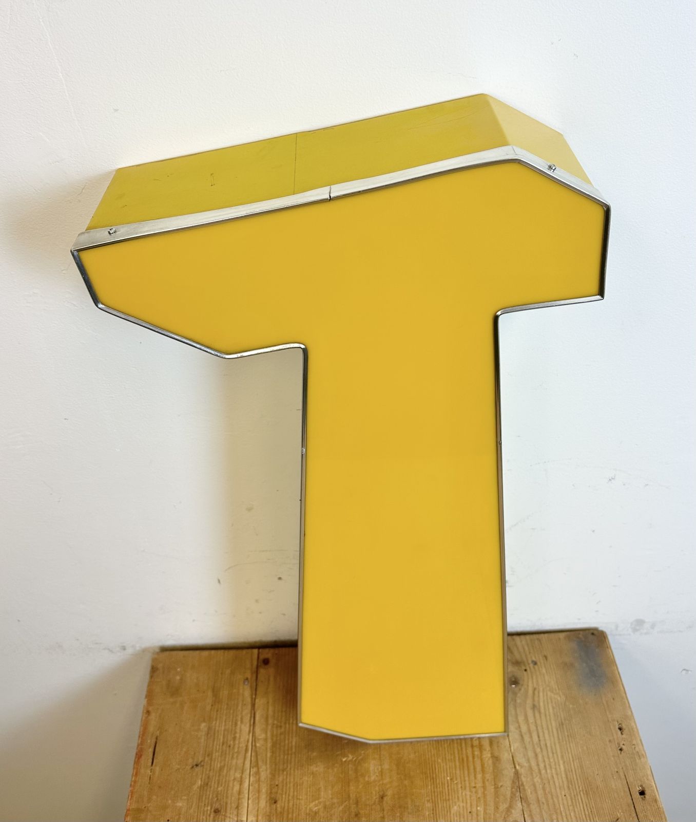 Large Vintage Yellow Illuminated Letter T , 1980s photo vintage