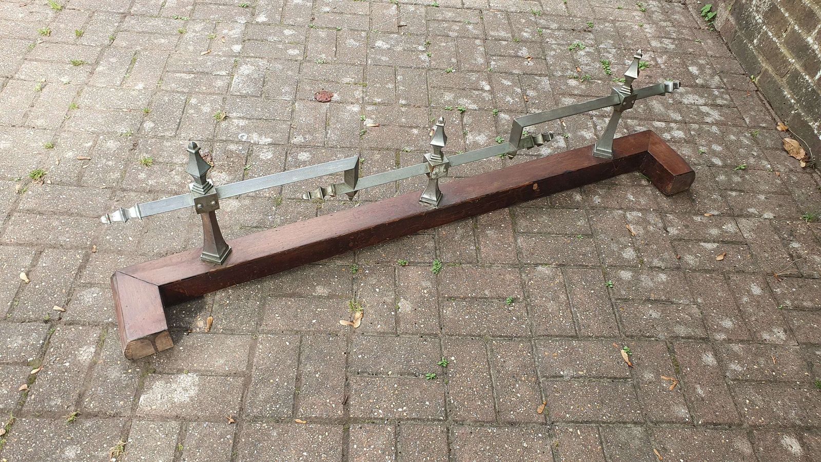 photo for sale Large Vintage Chrome And Hardwood Fender Mid European Gothic Arts And Crafts Art Nouveau Deco