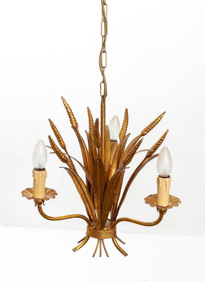 French Wheat Sheaf Pendant Lamp, 1970s