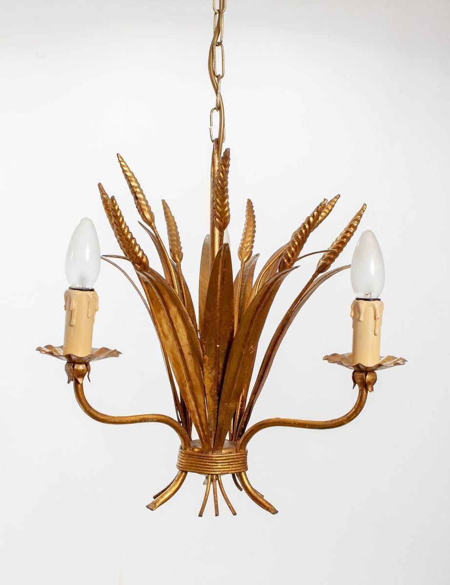 French Wheat Sheaf Pendant Lamp, 1970s photo Lighting